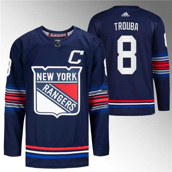 Men%27s New York Rangers #8 Jacob Trouba Navy Stitched Jersey Dzhi